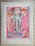 Meu Elefante Rosa, 42cm x 52cm - Técnica Mista, Em Cartão A3 - Obra Exclusiva