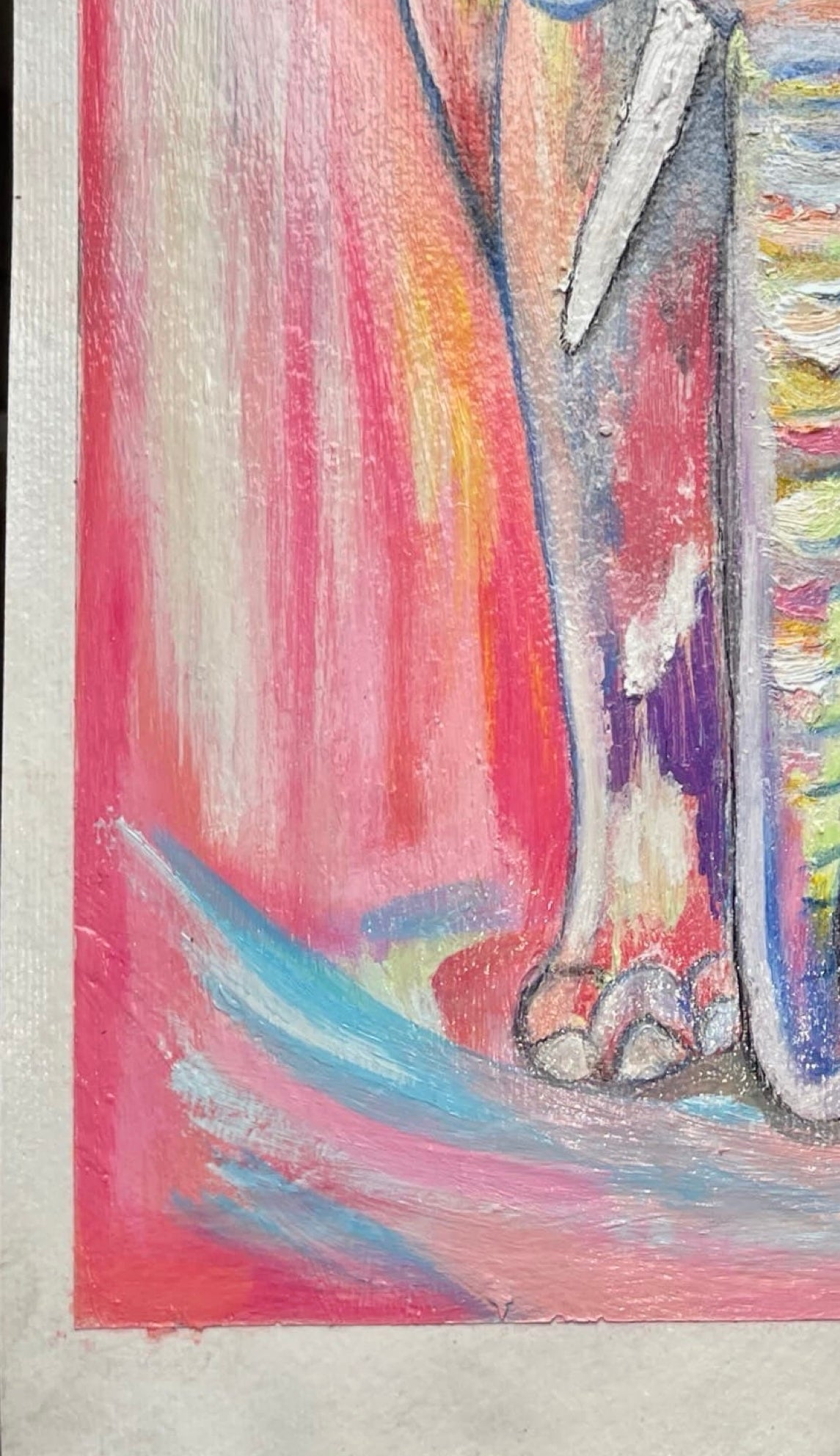 Meu Elefante Rosa, 42cm x 52cm - Técnica Mista, Em Cartão A3 - Obra Exclusiva